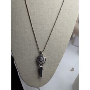 Brighton Halo Badge Clip Necklace Reversible Clear Crystal ID Holder Retired